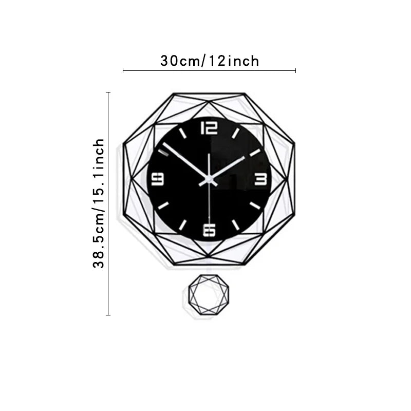 Relógio Poligonal de Parede Multifuncional para Sala Balanço