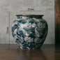 Vaso Porcelânico Decorativo Retrô Azul Branco para Sala