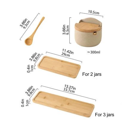 Conjunto Potes Especiarias Cerâmica 300ml Para Cozinha Organizada