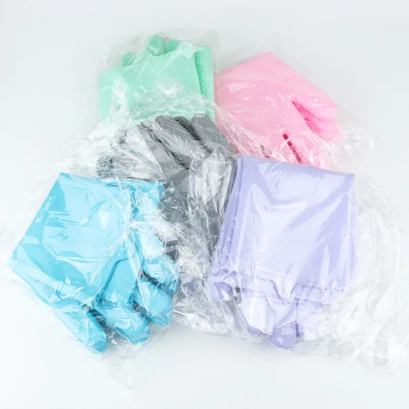 Luvas de Silicone Resistentes para Lavagem de Louça, Cozinha e Uso Multiuso, Cores Vivas