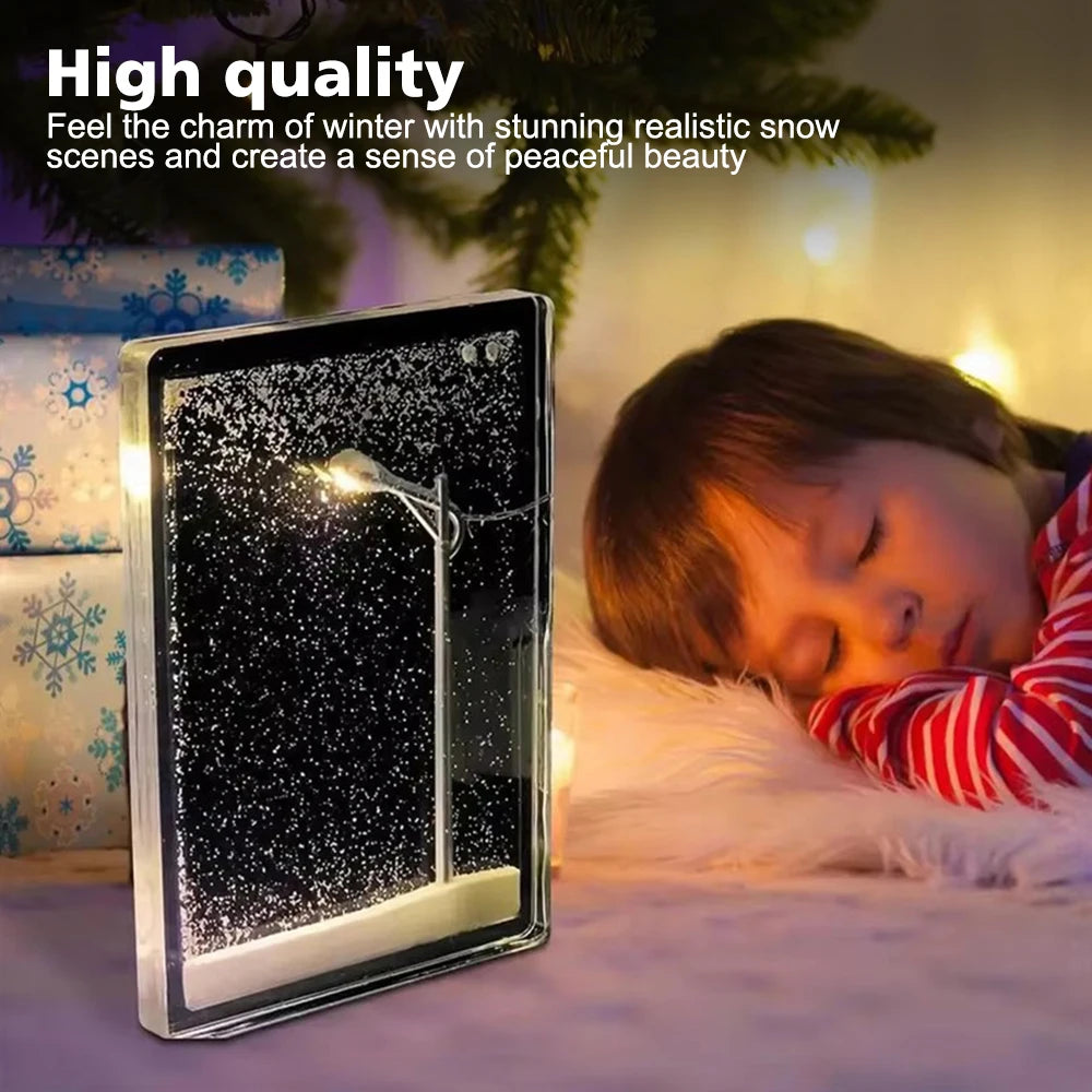 Iluminação Decorativa LED Para Mesa Com Neve Artesanal