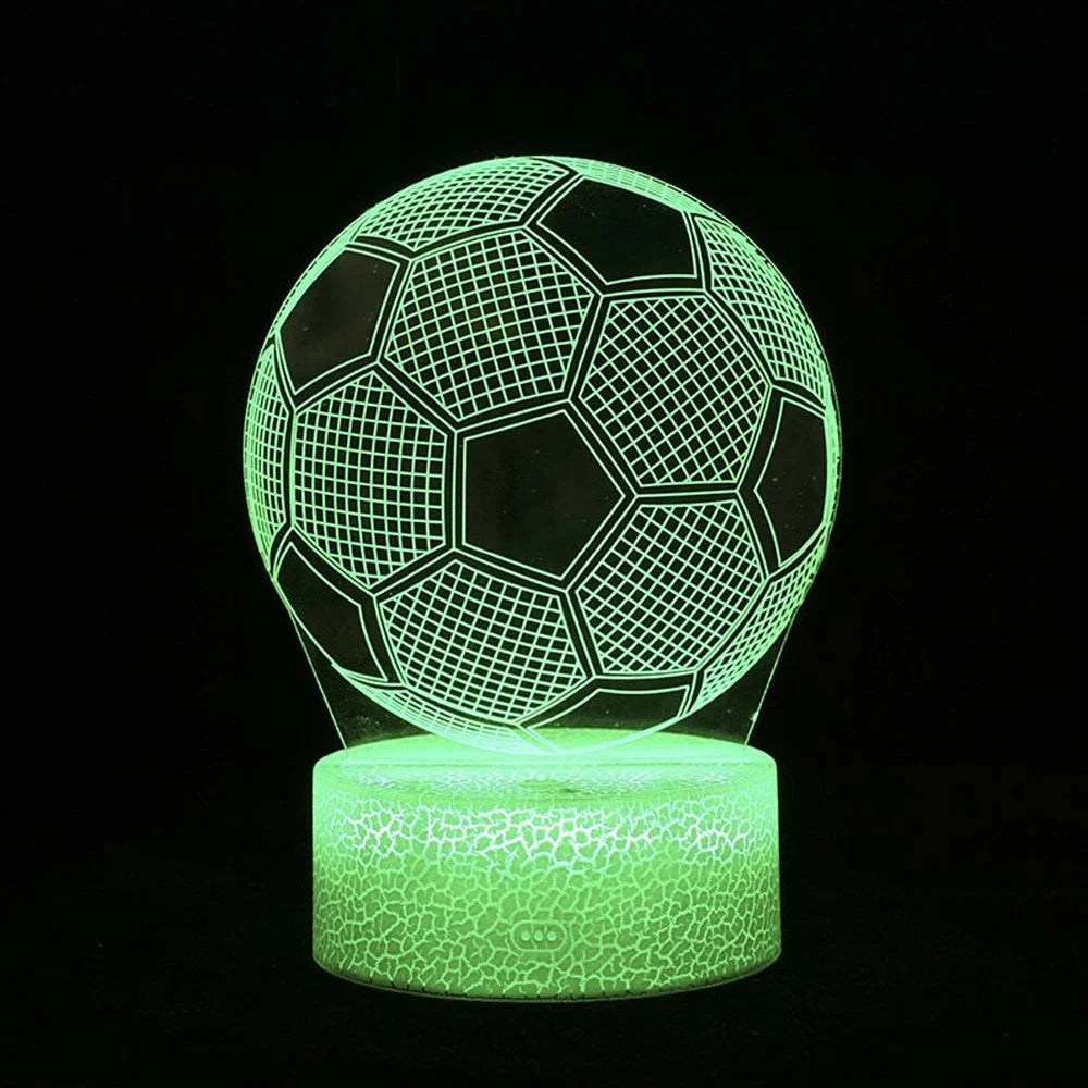 Luminária LED 3D para Sala de Estar para Fãs de Futebol com Cores Variáveis e Iluminação Visual