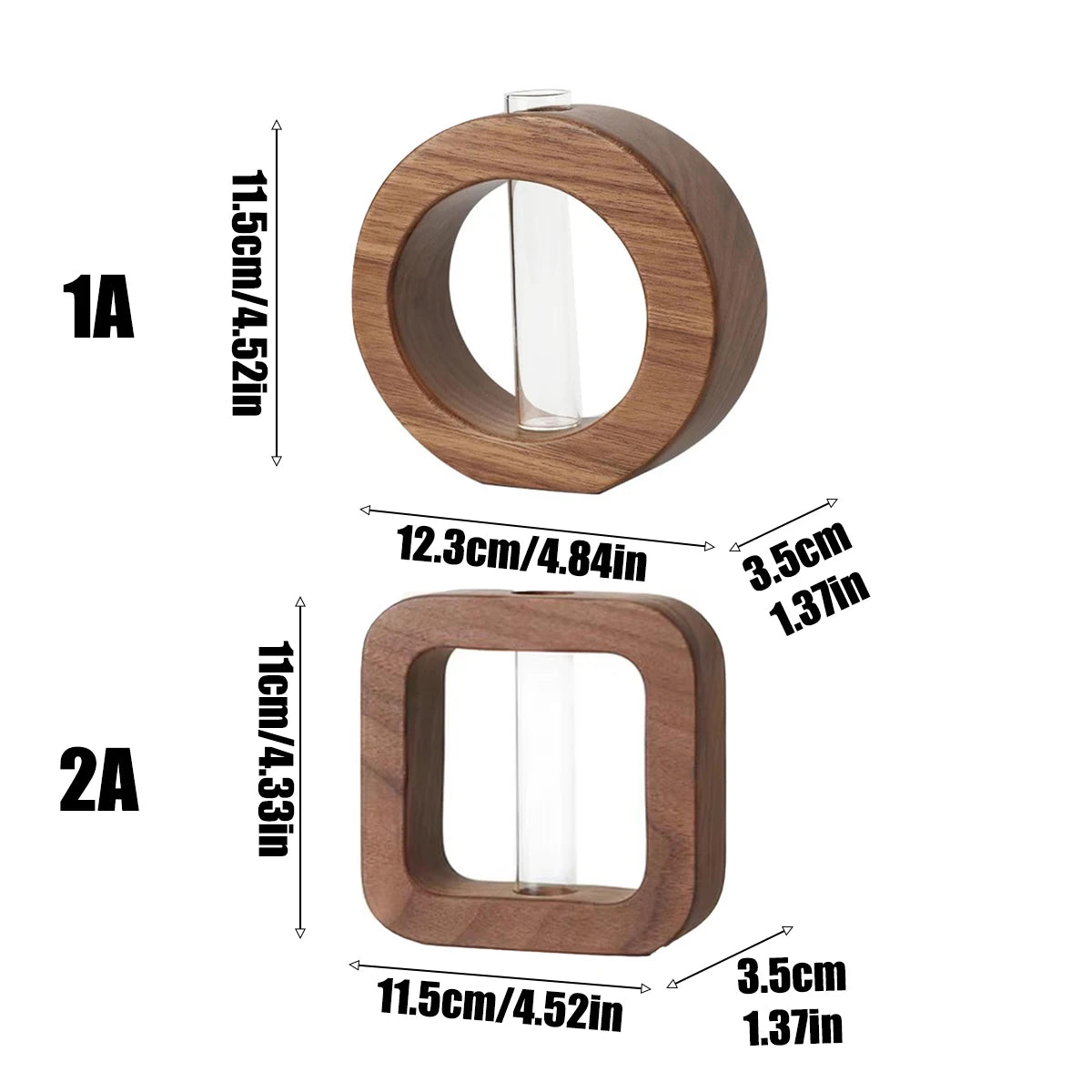 Vaso Decorativo Vidro Madeira Nogueira para Sala Premium