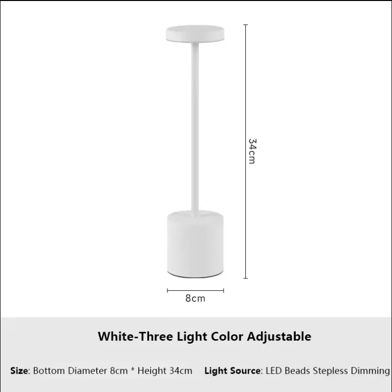 Lâmpada de Mesa LED Recarregável com Sensor de Toque e Iluminação Ambiental Personalizável