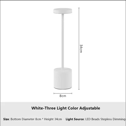 Lâmpada de Mesa LED Recarregável com Sensor de Toque e Iluminação Ambiental Personalizável