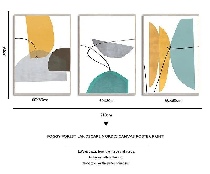 Pôster Abstrato Para Sala Estar Geométrico Azul Amarelo