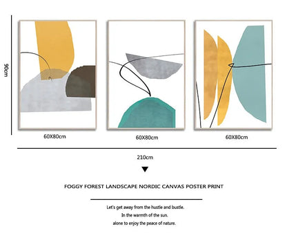 Pôster Abstrato Para Sala Estar Geométrico Azul Amarelo