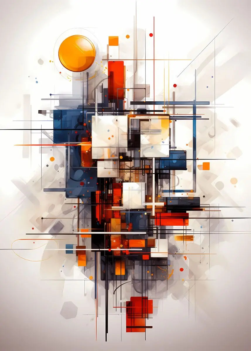 Cartaz Geométrico Abstrato Minimalista para Sala Sem Moldura