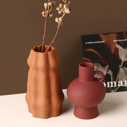 Vaso Cerâmico Fosco Para Arranjos Decorativos De Mesa