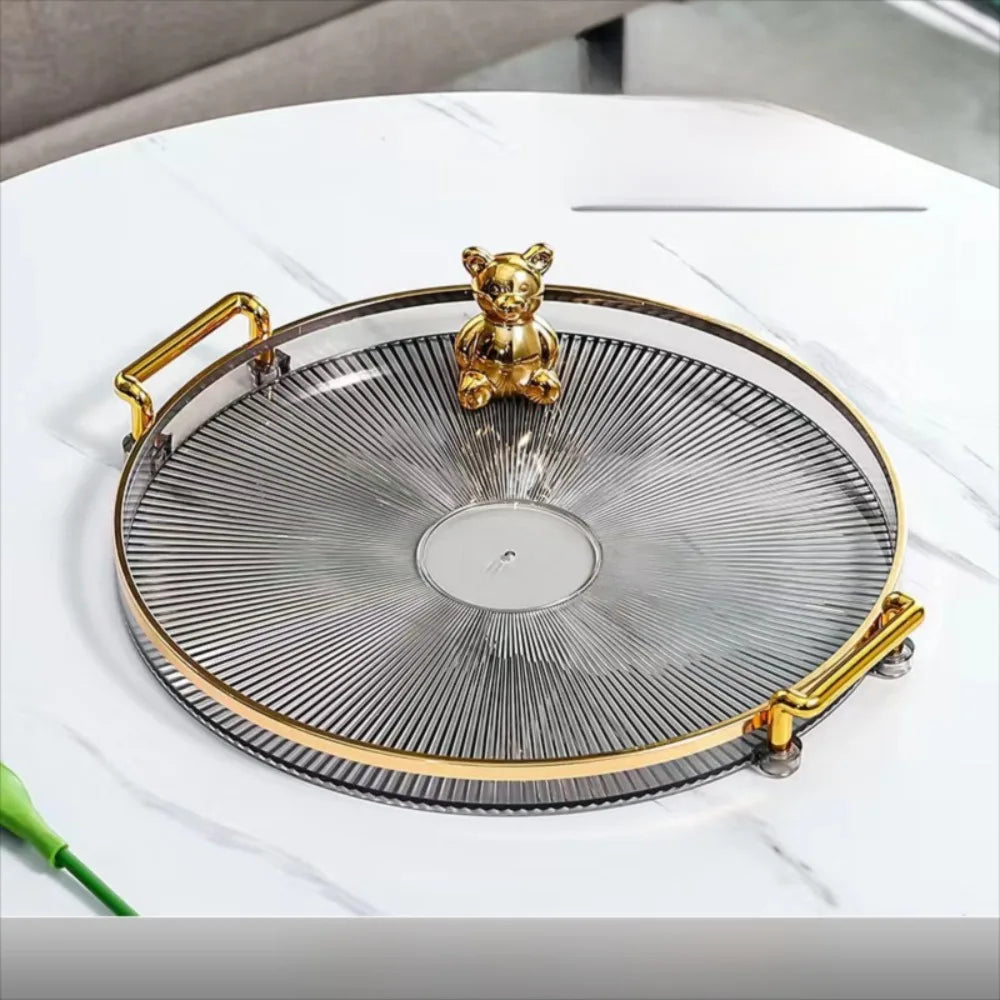 Bandeja de Armazenamento Redonda Multifuncional para Mesa Ouro