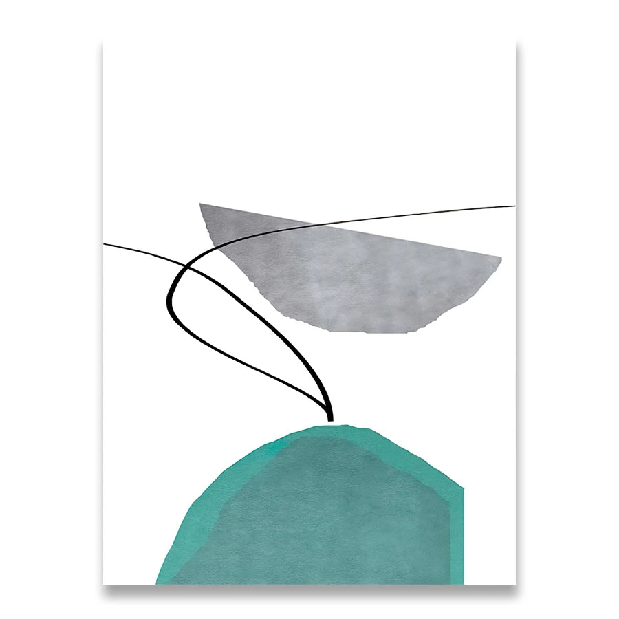 Pôster Abstrato Para Sala Estar Geométrico Azul Amarelo