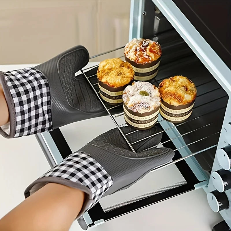 Luvas De Forno Em Silicone Antideslizantes Confortáveis Para Cozinha