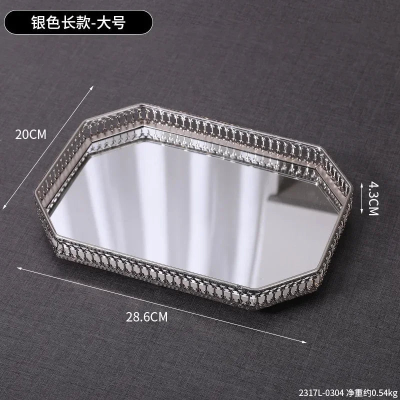 Bandeja Espelho Iluminada Para Sala Decorativa Metal