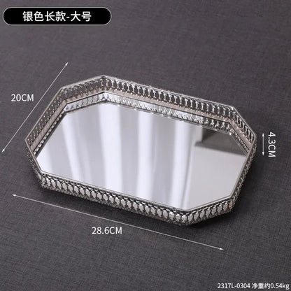 Bandeja Espelho Iluminada Para Sala Decorativa Metal