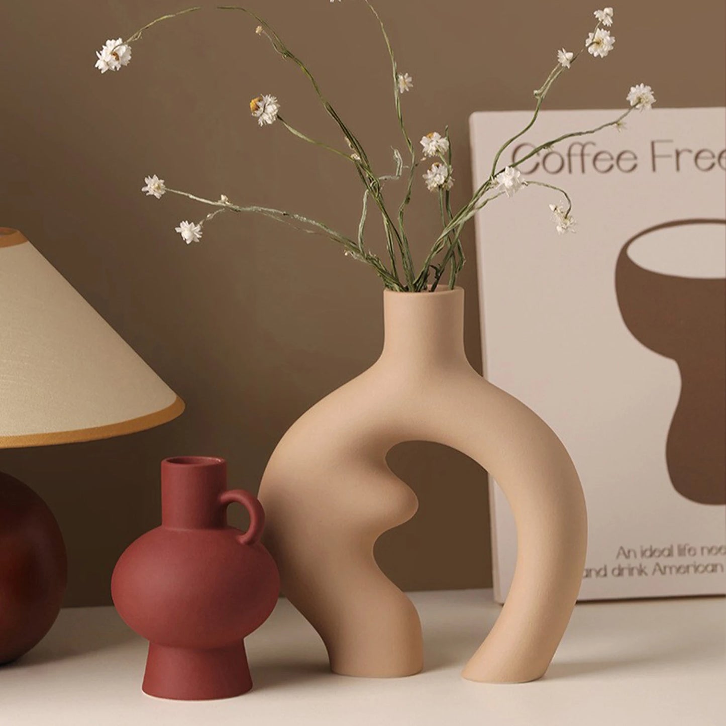 Vaso Cerâmico Fosco Para Arranjos Decorativos De Mesa