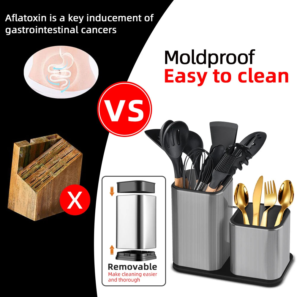 Suporte para Facas de Cozinha em Aço Inoxidável com Design Compacto e Organização Eficiente