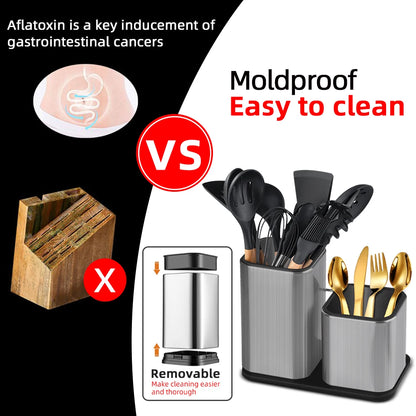 Suporte para Facas de Cozinha em Aço Inoxidável com Design Compacto e Organização Eficiente