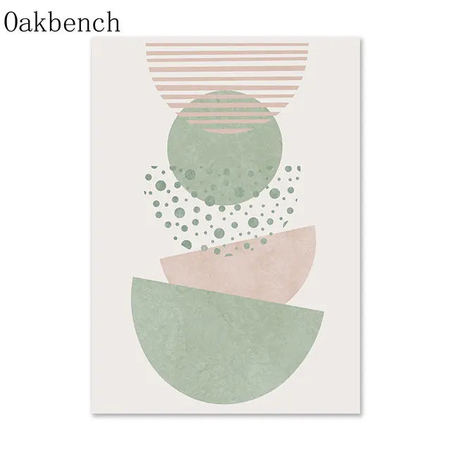 Pintura Abstrata Em Tela Geométrica Boho Para Sala