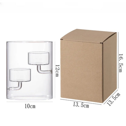 Castiçal Casamento Translúcido Vidro Cilíndrico Furacão Tealight Superluxuoso
