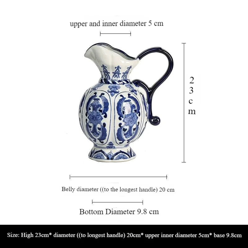 Vaso Decorativo de Cerâmica Porcelana Azul Artesanal