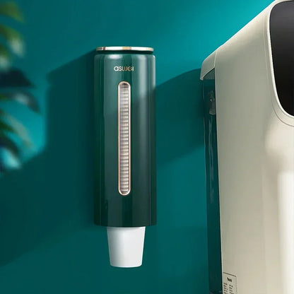 Dispensador Automático Fixado na Parede para Copos de Papel Descartáveis em Plástico