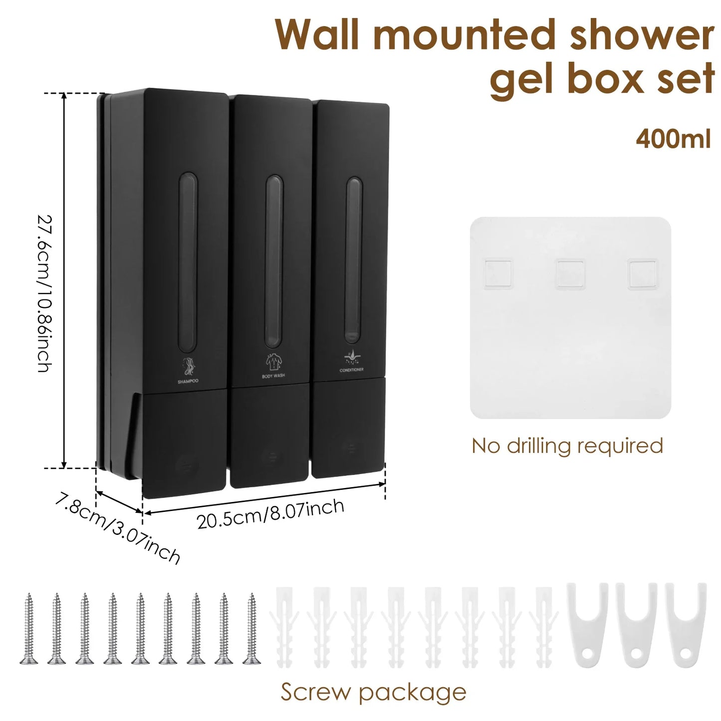 Dispensador De Shampoo Para Parede Do Chuveiro Recarregável