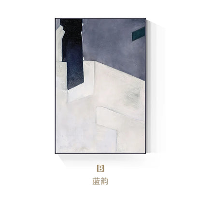 Quadro Decorativo Em Tela Azul Geométrico Para Sala