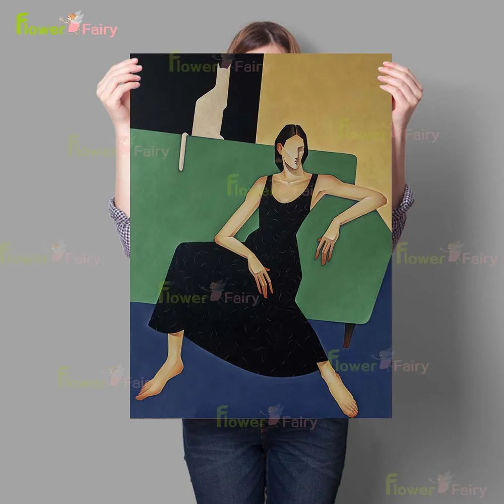 Pintura Abstrata Minimalista Para Sala Estar Nórdico Contemporâneo