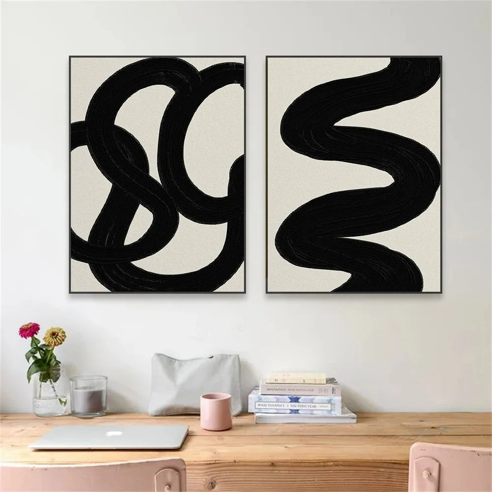 Pintura Em Tela Abstrata Para Decoração Contemporânea Minimalista