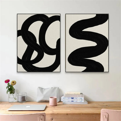 Pintura Em Tela Abstrata Para Decoração Contemporânea Minimalista