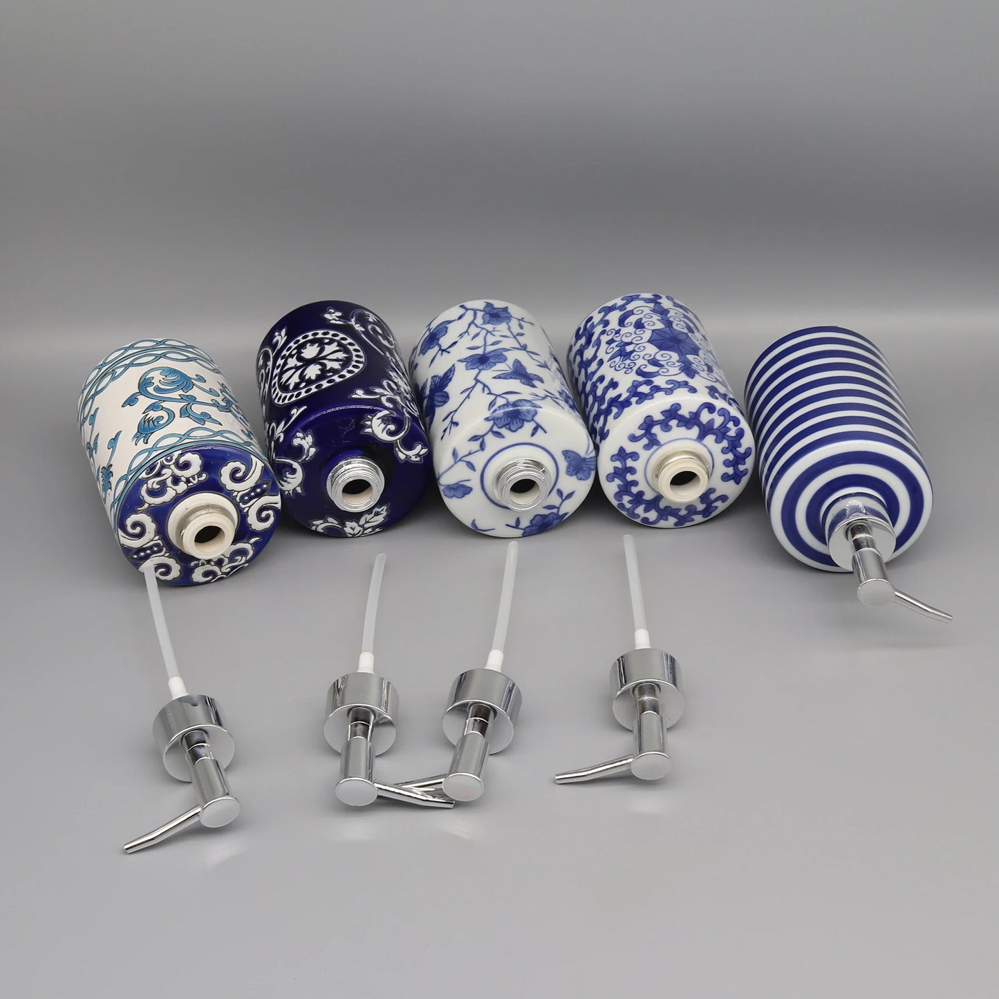 Dispensador De Sabonete Líquido Cerâmico Azul Banheiro Premium