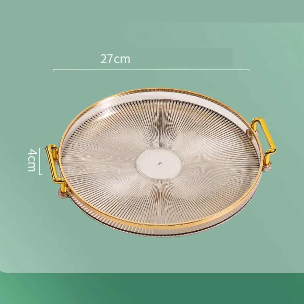 Bandeja de Armazenamento Redonda Multifuncional para Mesa Ouro