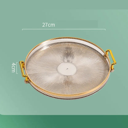 Bandeja de Armazenamento Redonda Multifuncional para Mesa Ouro