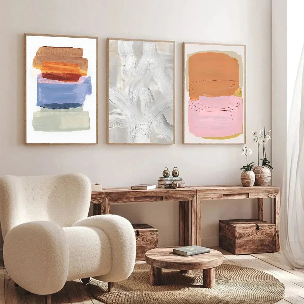 Pintura Abstrata Em Tela Para Sala Moderna Premium