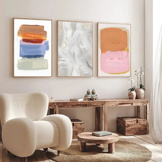 Pintura Abstrata Em Tela Para Sala Moderna Premium