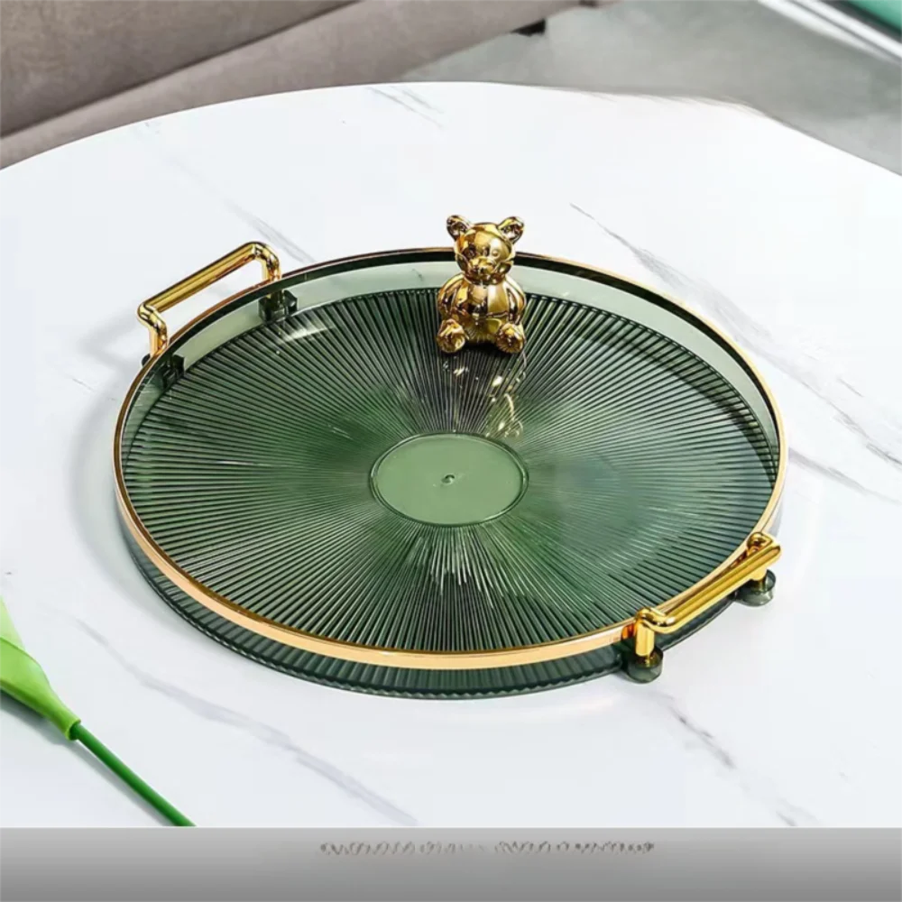 Bandeja de Armazenamento Redonda Multifuncional para Mesa Ouro