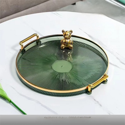 Bandeja de Armazenamento Redonda Multifuncional para Mesa Ouro