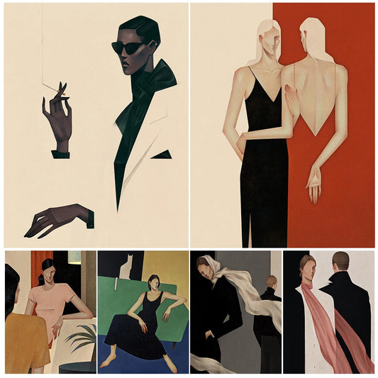 Pintura Abstrata Minimalista Para Sala Estar Nórdico Contemporâneo