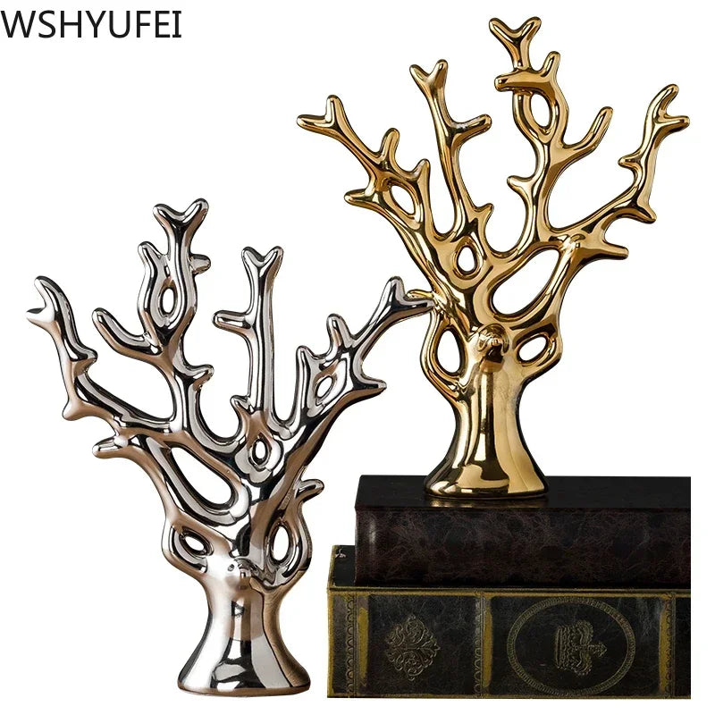 Estatueta Cerâmica Moderna Para Decoração De Mesa Cervo