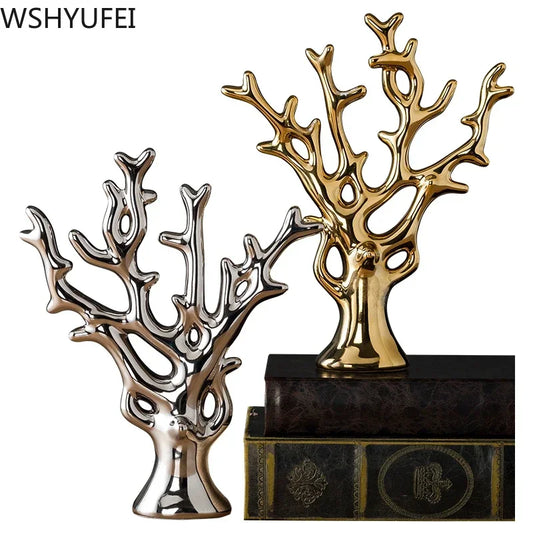 Estatueta Cerâmica Moderna Para Decoração De Mesa Cervo