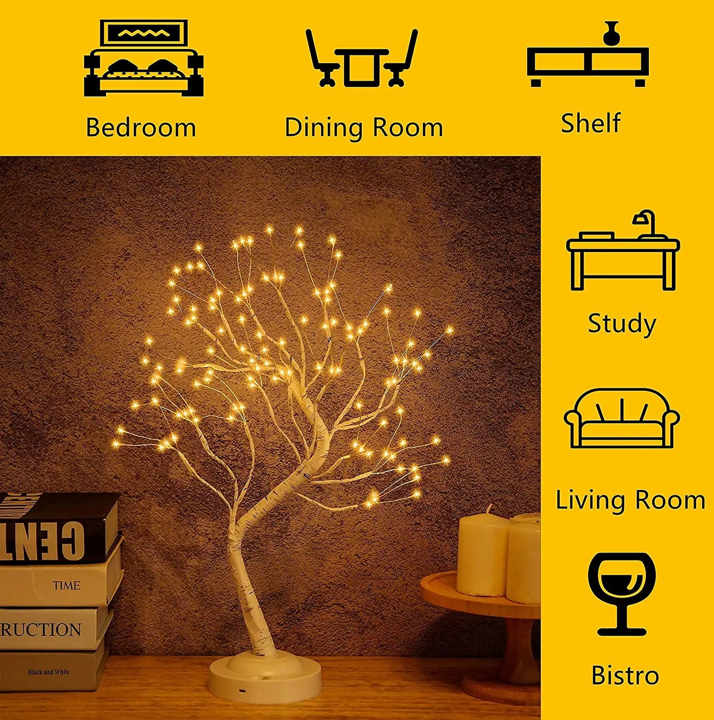 Árvore LED Decorativa Multifuncional Para Quarto Com Toque