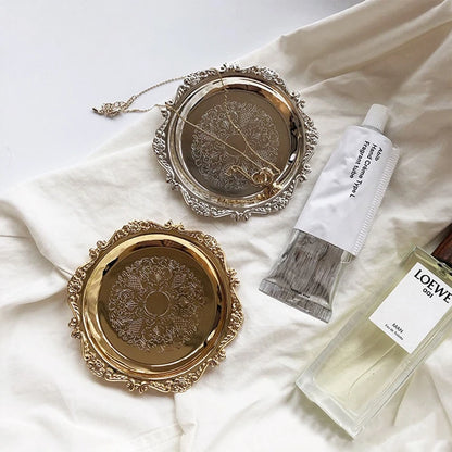 Bandeja Metálica Redonda Multifuncional Joias Sobremesas Expositor