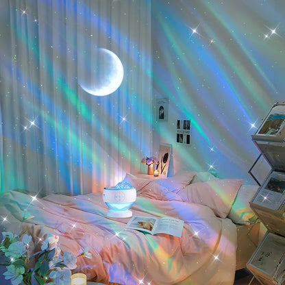Luz Projeção Aurora LED Para Quarto Com Música