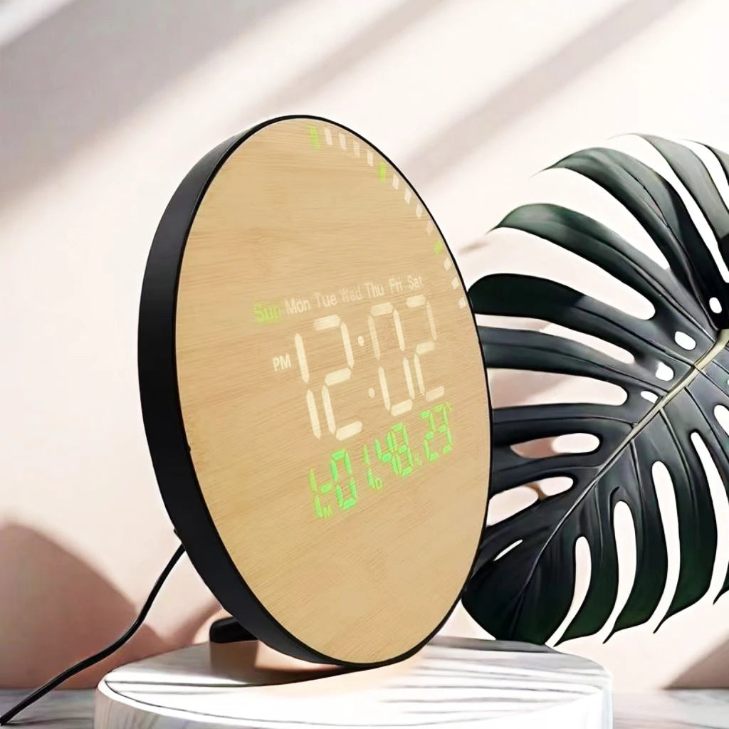 Despertador Digital Silencioso Para Parede USB Madeira