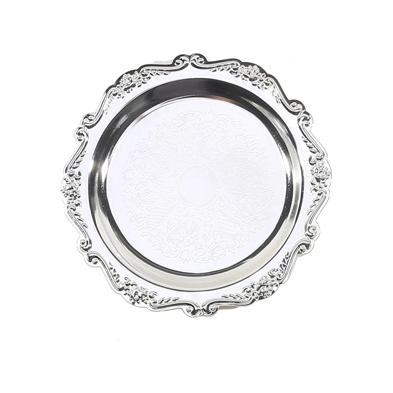 Bandeja Decorativa Multifuncional de Metal Dourado Prata Premium