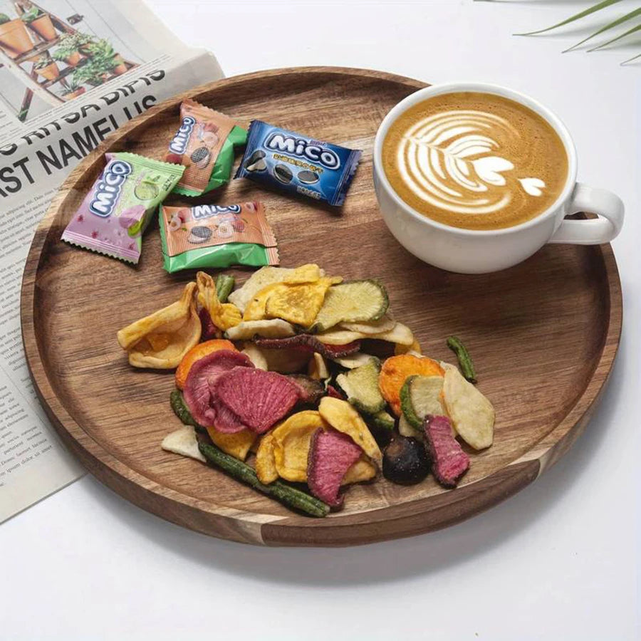 Bandeja Circular de Madeira para Cozinha Profissional Multifuncional