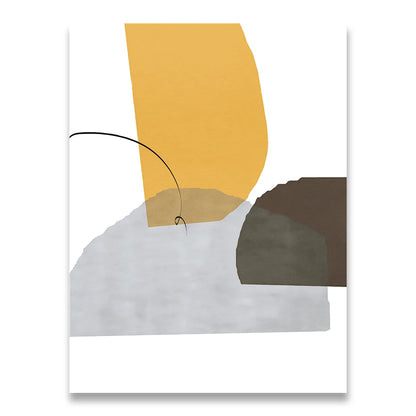 Pôster Abstrato Para Sala Estar Geométrico Azul Amarelo