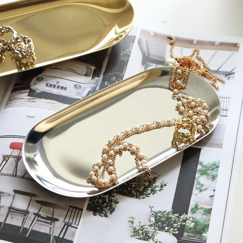 Bandeja De Ouro Rosa Para Jóias Nórdicas Organizador