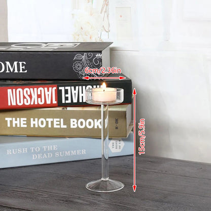 Suporte de Vela de Vidro Transparente Alto para Decoração de Casa e Festas