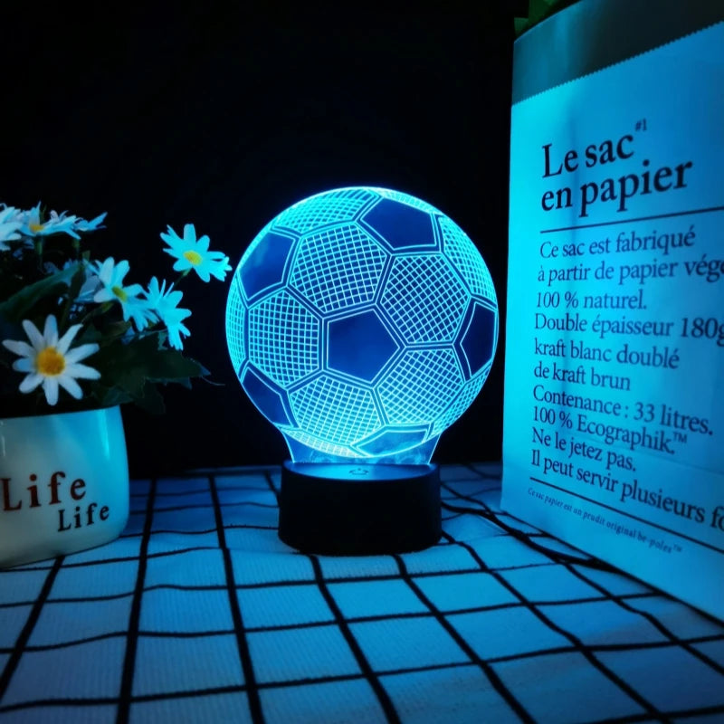 Luminária LED 3D para Sala de Estar para Fãs de Futebol com Cores Variáveis e Iluminação Visual
